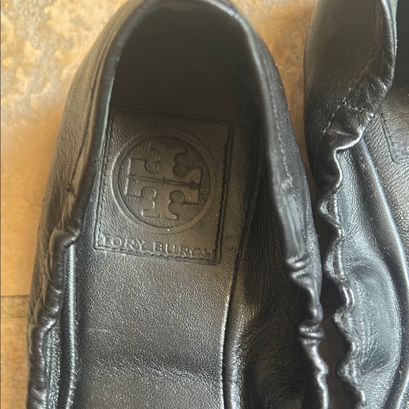 Tory Burch Black Leather Loafers with Gold Hardware - Picture 6 of 9